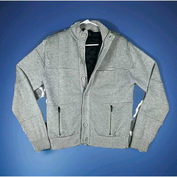 MG Other - MG Black Label Sweater Jacket Men Size Small Gray Quilted Knit Button Zip